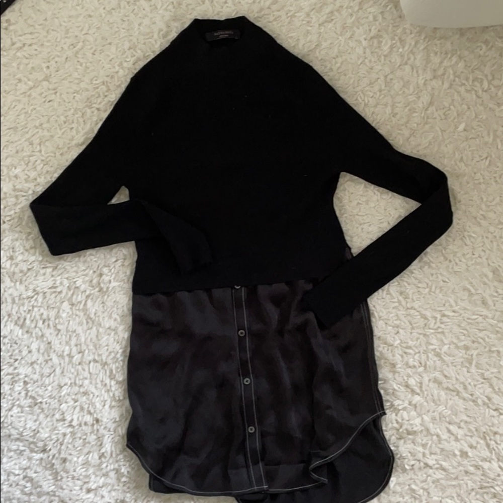 ALL SAINTS * black tierny button down sweater top * - Picture 2 of 5